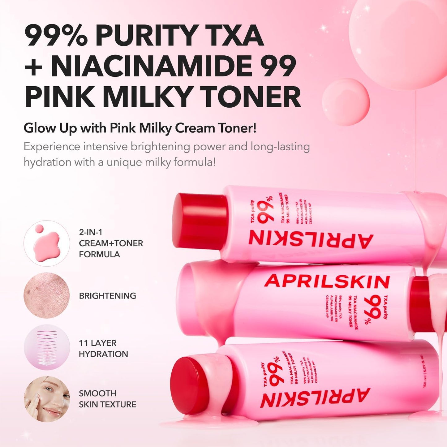 APRILSKIN TXA+Niacinamide 99 Pink Milky Toner