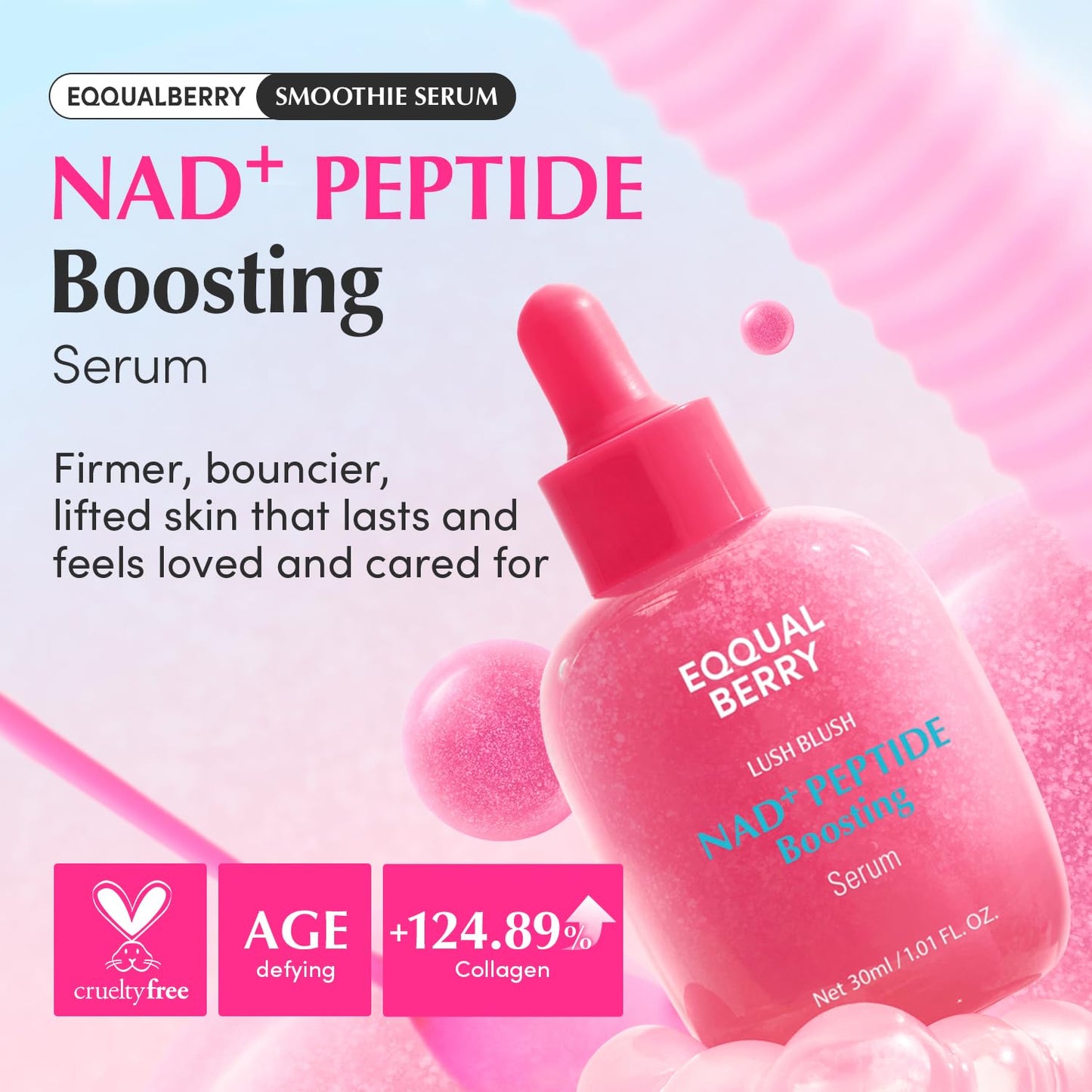 EQQUALBERRY Lush Blush NAD+ Peptide Boosting Serum - Glam Secret