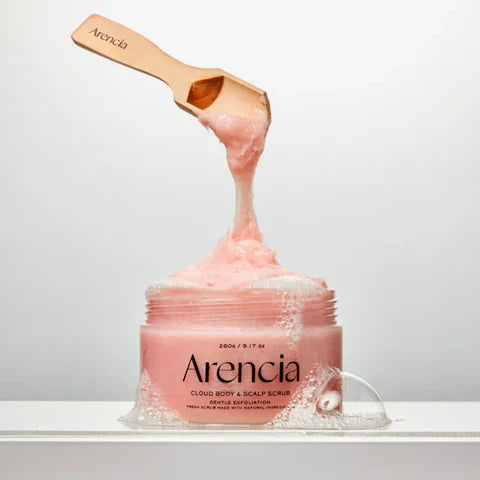Arencia cloud body scrub with lavender pear scent