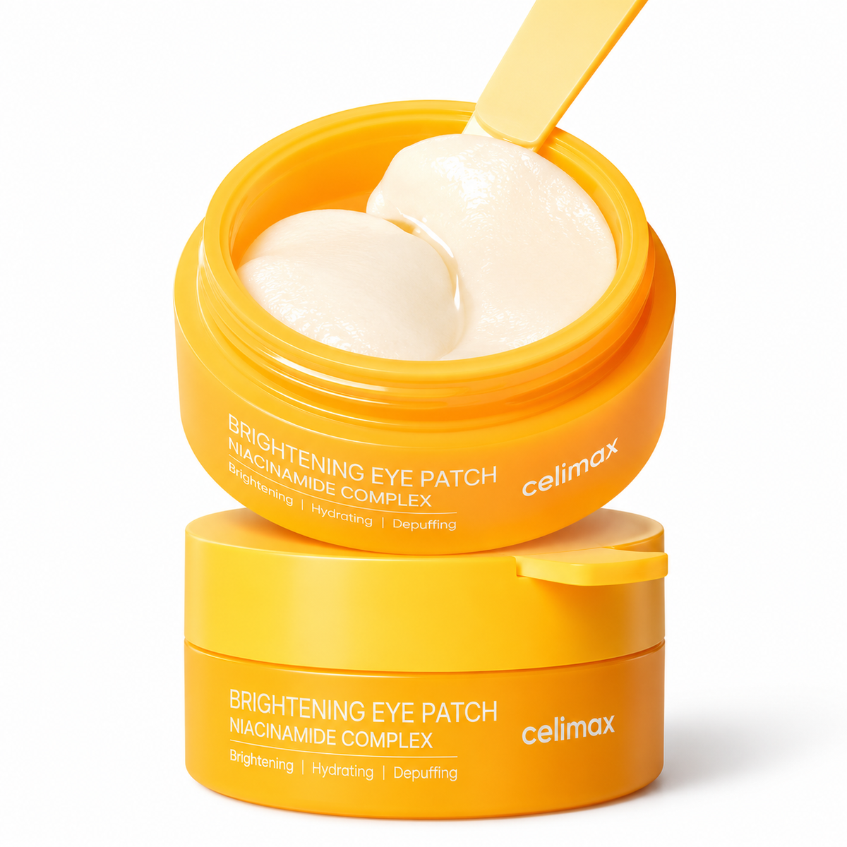 Celimax TXA Brightening Eye Patch 60pcs orange jar with hydrogel under-eye patches for dark circles and puffiness at Glam Secret UAE