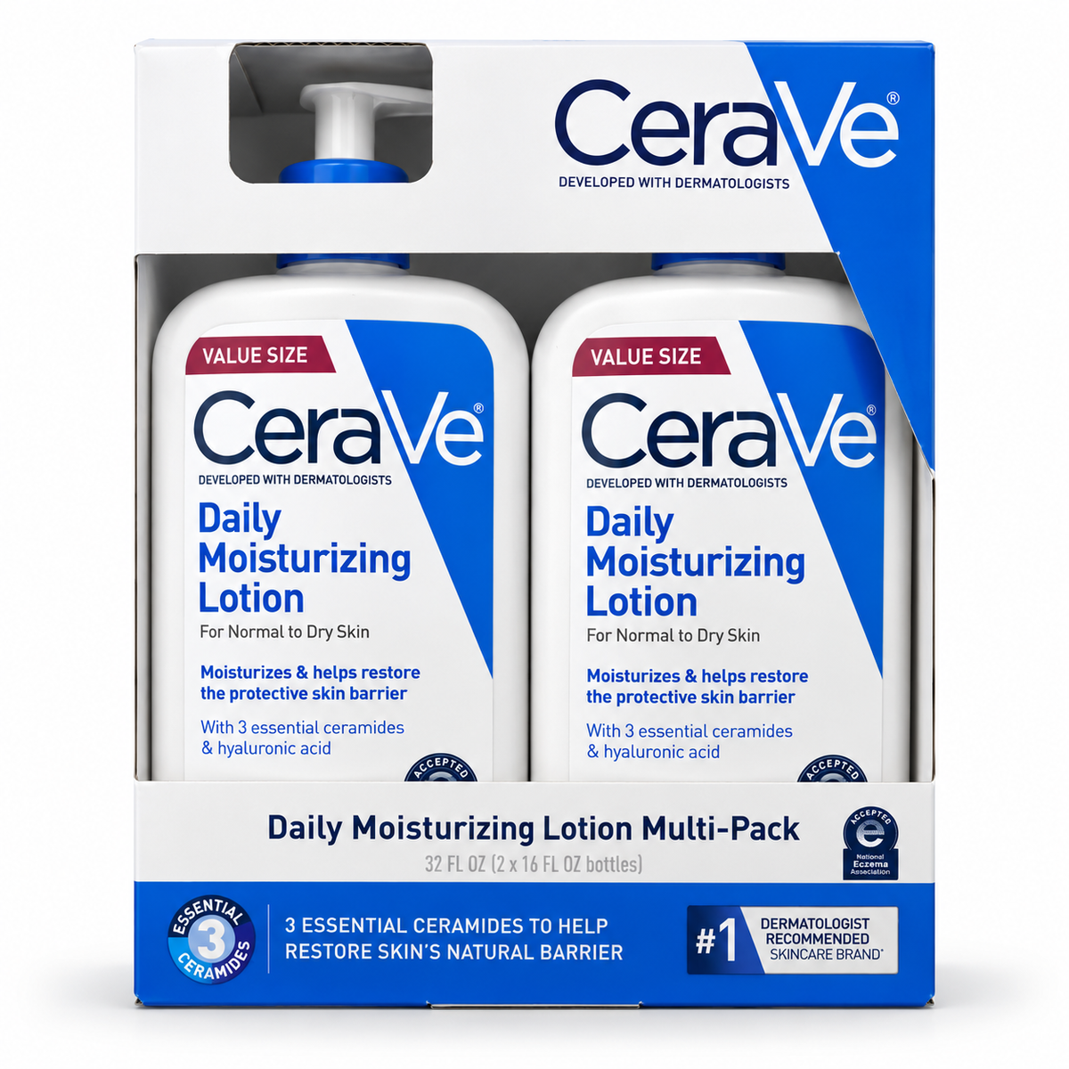 CeraVe Daily Moisturizing Lotion Duo, two 473ml face and body moisturizers value pack