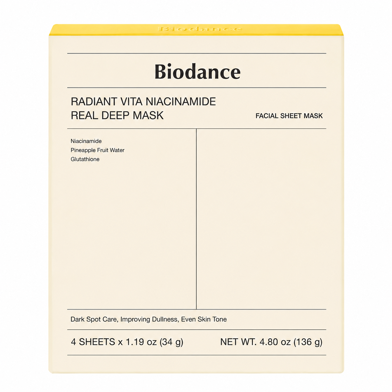 Biodance Radiant Vita Niacinamide Real Deep Mask 4 Piece at Glam Secret UAE