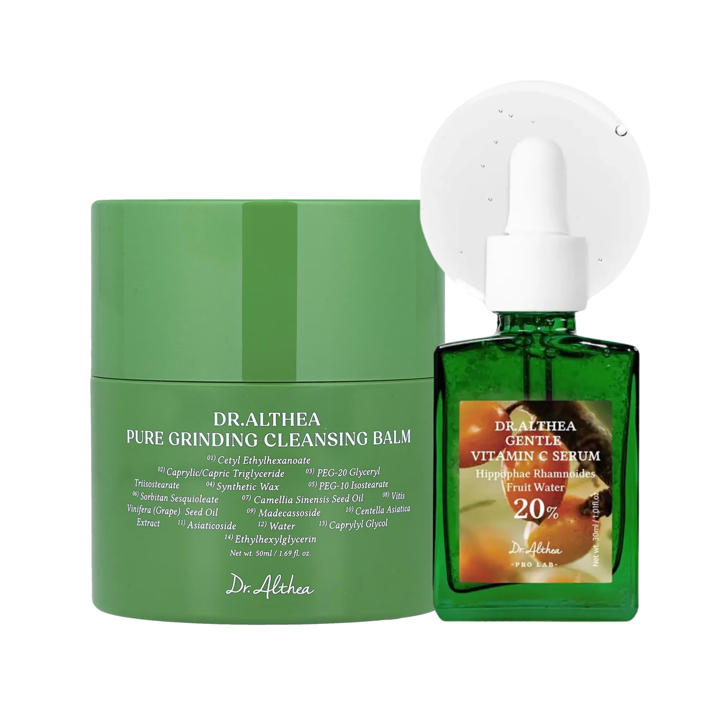DR. ALTHEA Gentle Vitamin C Serum & Pure Grinding Cleansing Balm Set - Glam Secret