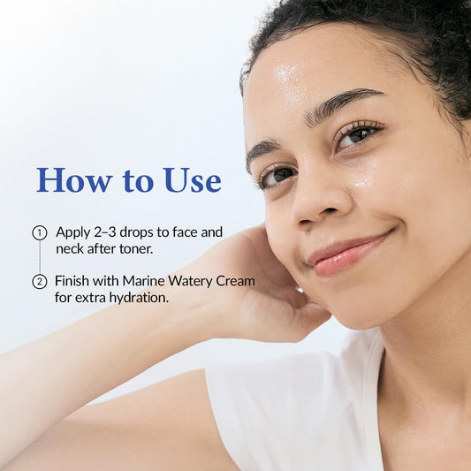Dr Althea Aqua Marine Deep Serum 30ml in a clear glass bottle with a dropper, designed for face skincare.