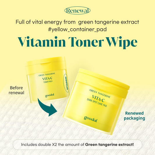GOODAL Green Tangerine Vita C Toner Pad Plus 70 Pads - Glam Secret