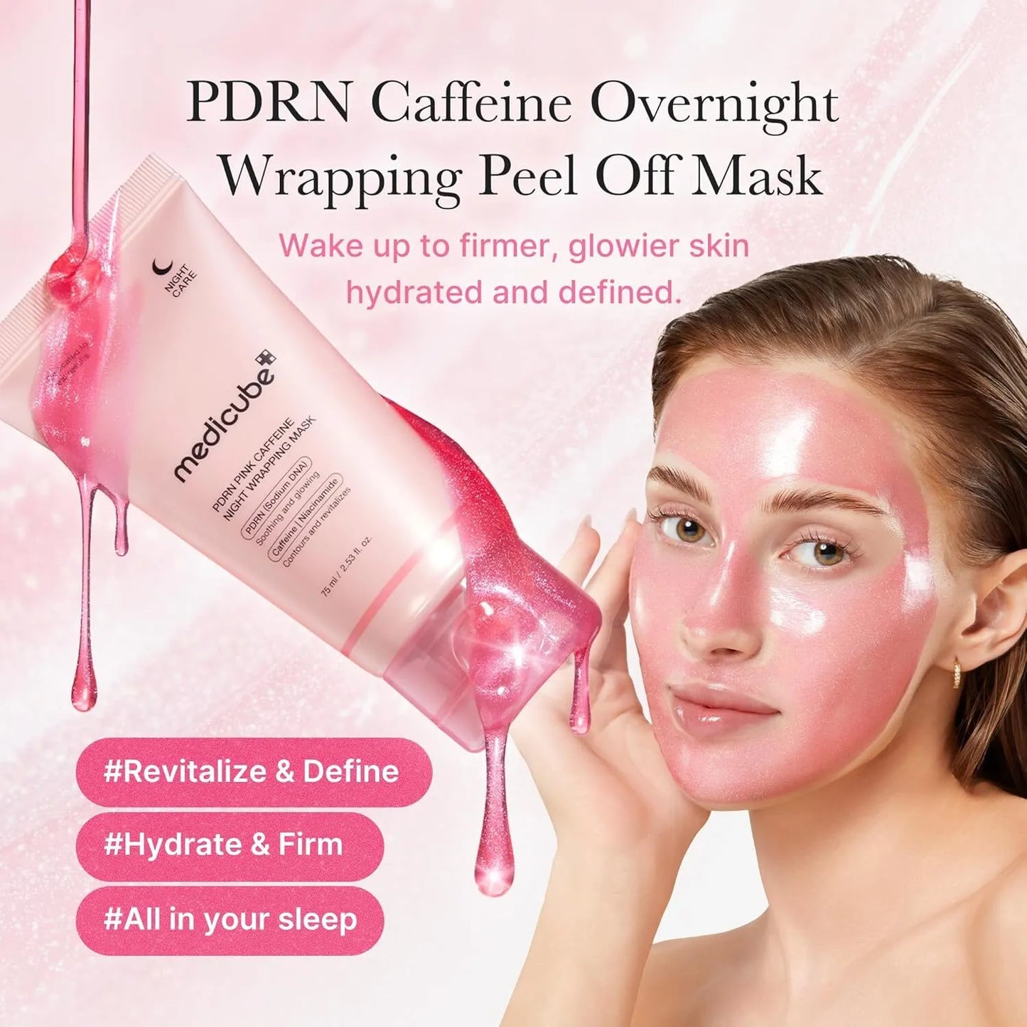 MEDICUBE PDRN Pink Caffeine Night Wrapping Mask - Glam Secret