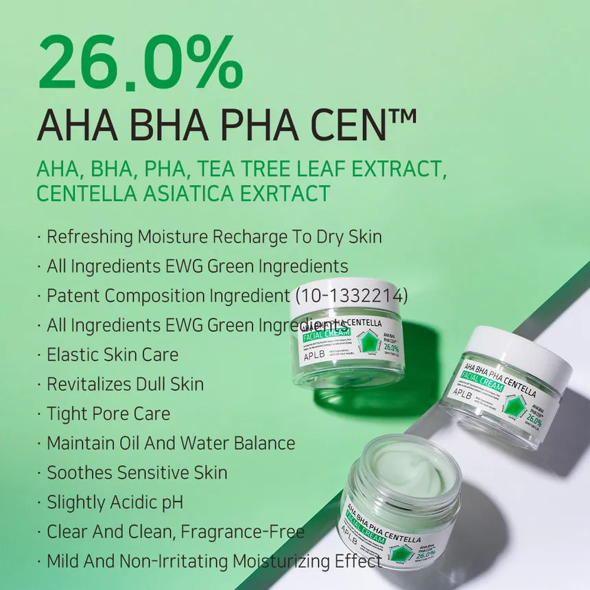APLB AHA BHA PHA Centella Facial Cream - Glam Secret