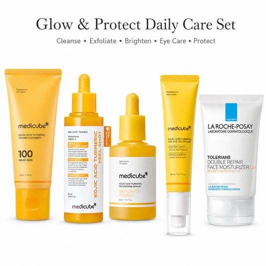 MEDICUBE Kojic Turmeric and La Roche-Posay skincare bundle