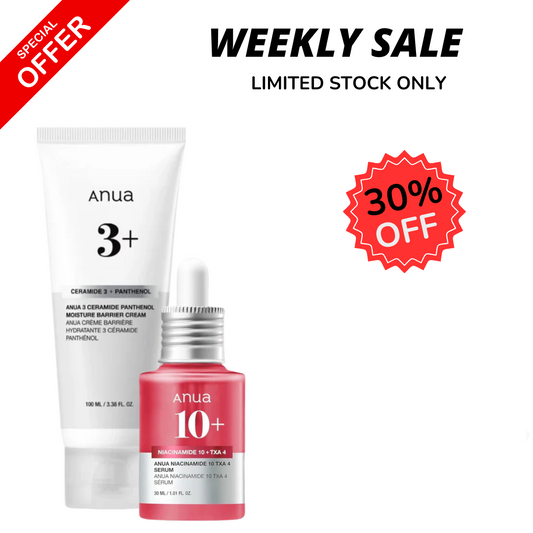 WEEKLY FLASH DEALS ANUA Niacinamide 10% + TXA 4% Serum & ANUA Ceramide 3 + Panthenol Moisture Barrier Cream - Glam Secret