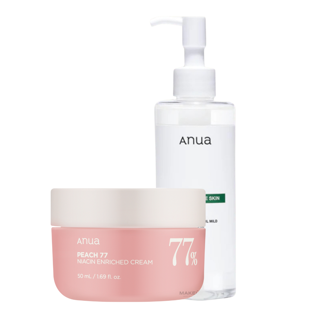 ANUA 77% Niacin Enriched Cream & Pore Control Cleansing Oil Mild - Glam Secret