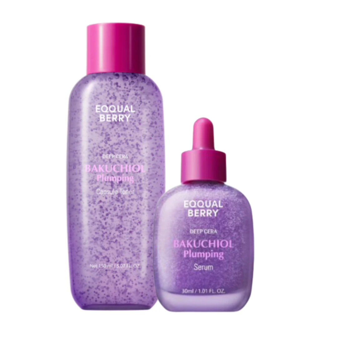 EQQUALBERRY Bakuchiol Plumping Capsule Toner & Bakuchiol Plumping Serum Set