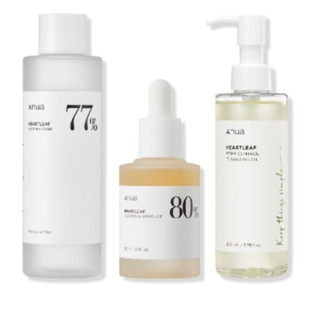 ANUA Heartleaf Series 4 Toner Soothing Ampoule + Cleansing OilSkincare SetGlam Secret