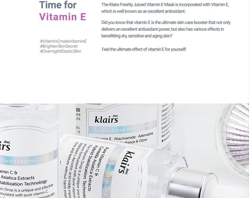 DEAR KLAIRS Freshly Juiced Vitamin E Mask | Brightening & Hydrating Sleeping Mask - Glam Secret