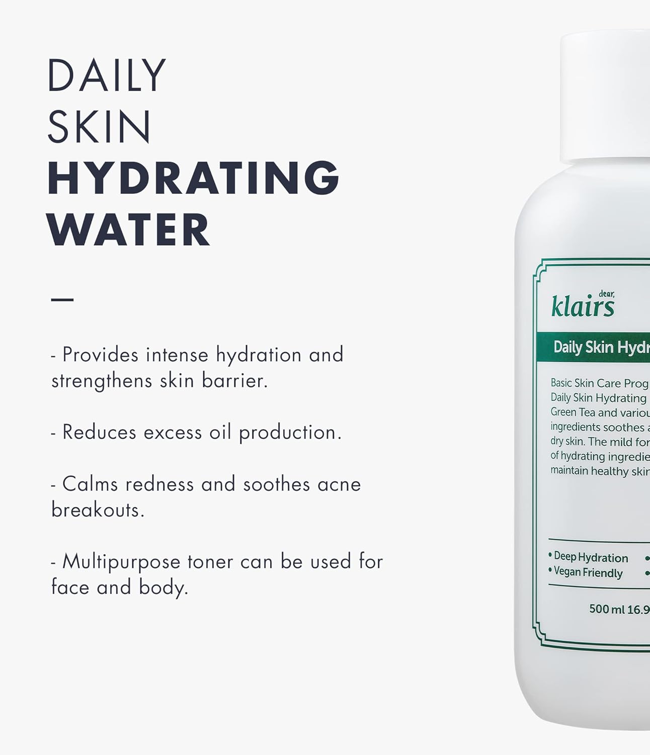 DEAR KLAIRS Daily Skin Hydrating Water 500 ml - Glam Secret