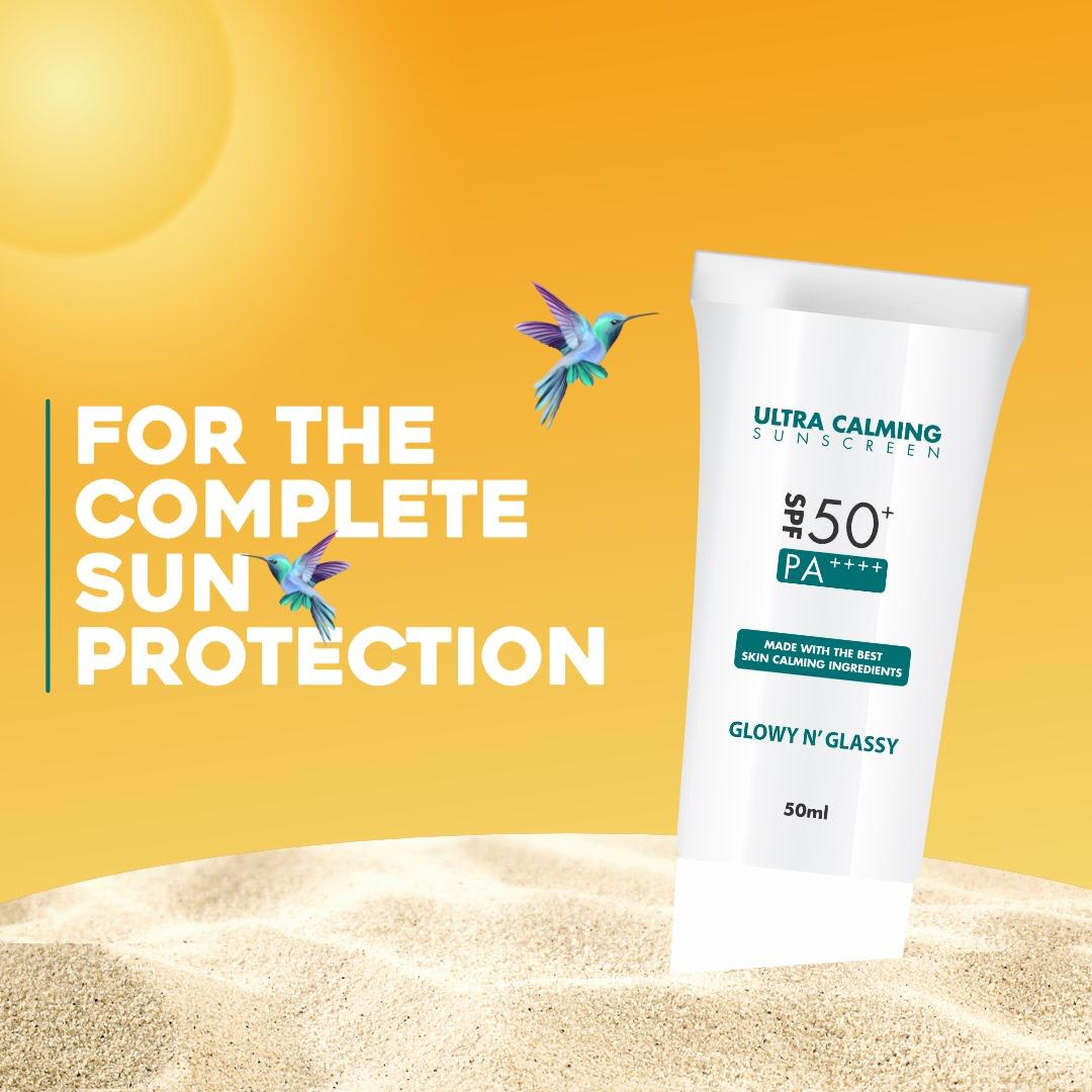 GLOW N GLASSY Ultra Calming Sunscreen | SPF50+ PA++++ | Soothing & Hydrating Sun Protection - Glam Secret
