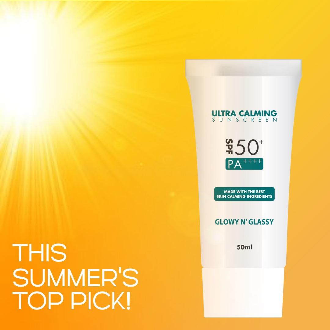 GLOW N GLASSY Ultra Calming Sunscreen | SPF50+ PA++++ | Soothing & Hydrating Sun Protection - Glam Secret