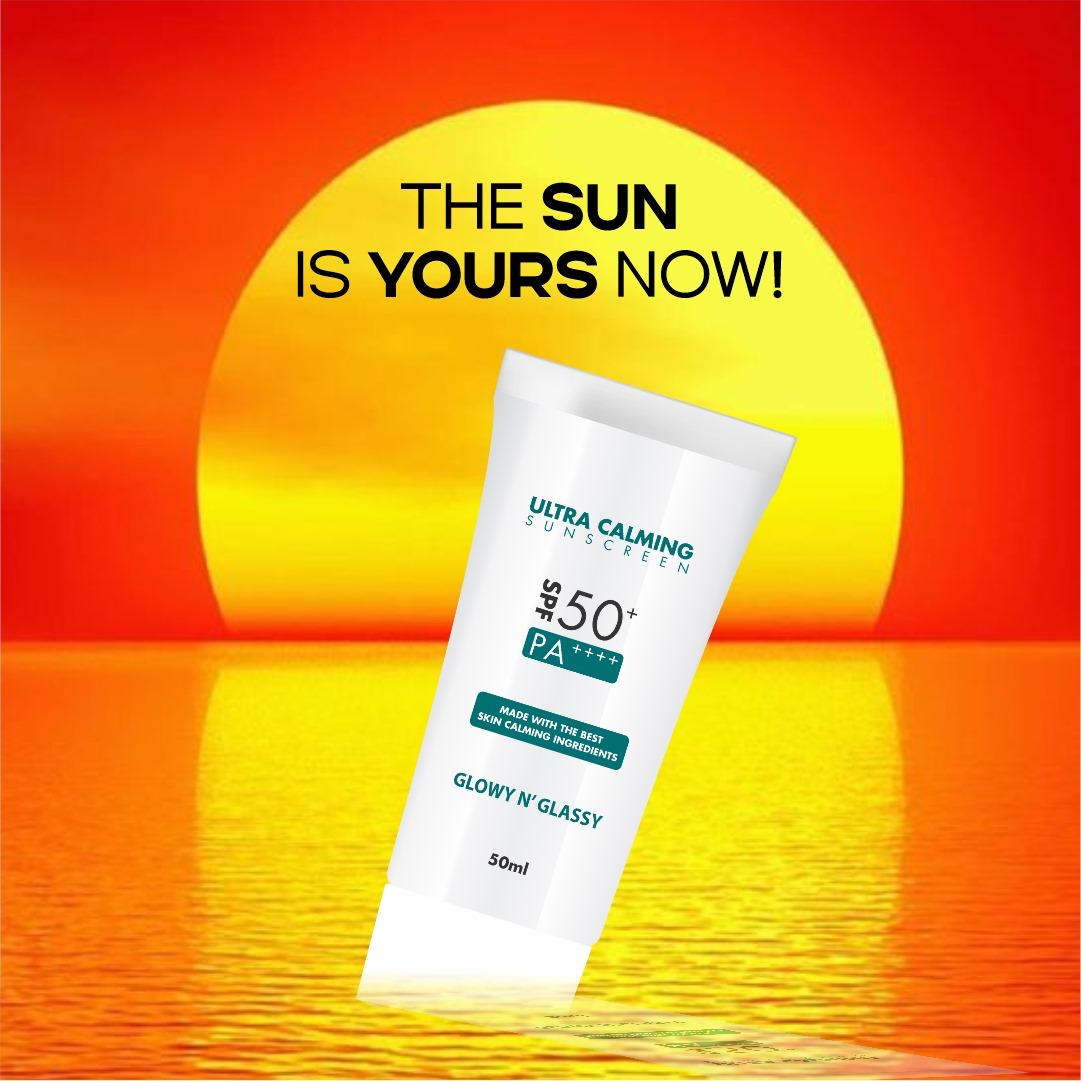 GLOW N GLASSY Ultra Calming Sunscreen | SPF50+ PA++++ | Soothing & Hydrating Sun Protection - Glam Secret