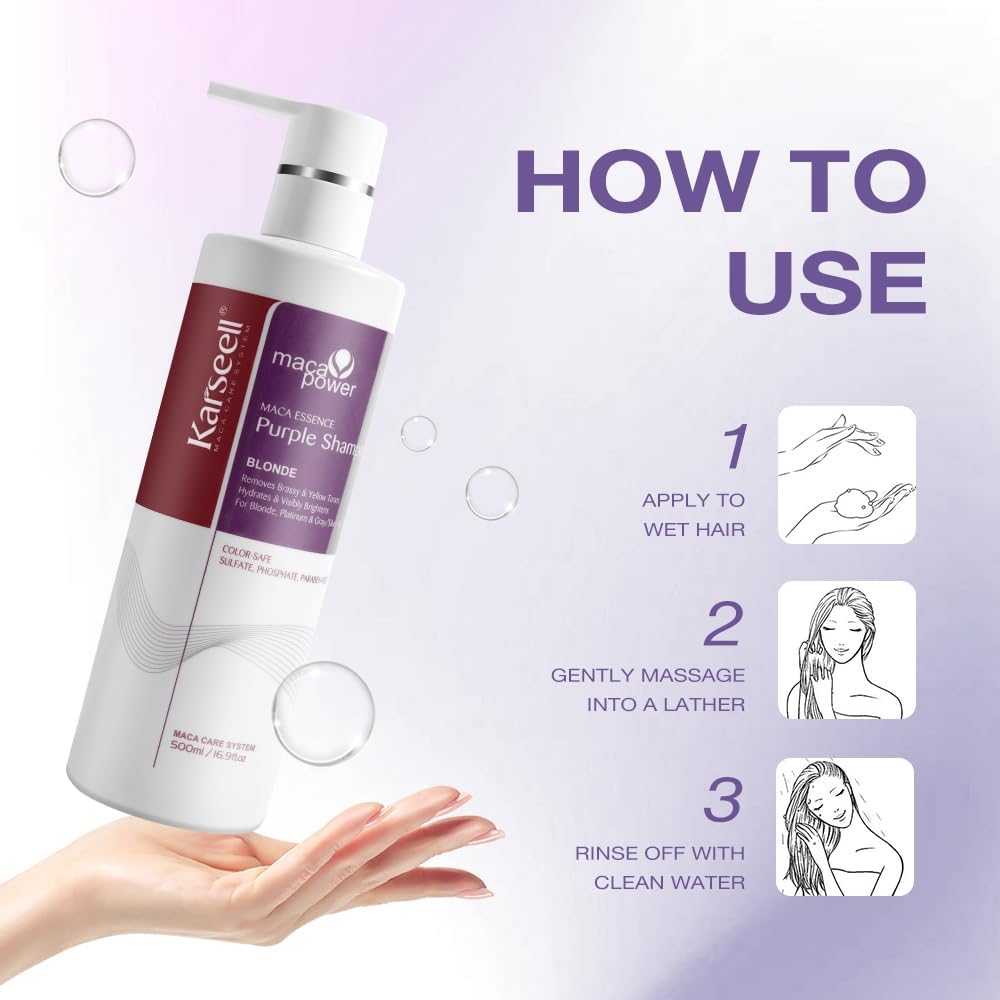 KARSEELL Maca Essence Purple Shampoo for Blonde Hair - Glam Secret