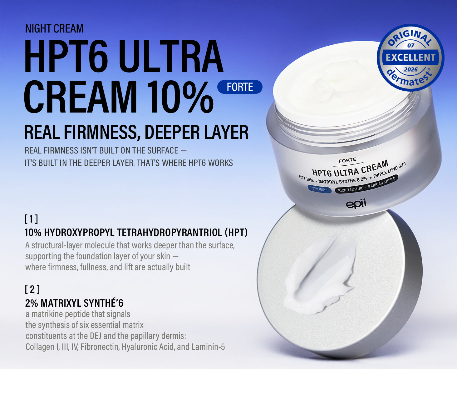 EPII HPT6 Ultra Cream Forte rich texture face cream with silver lid