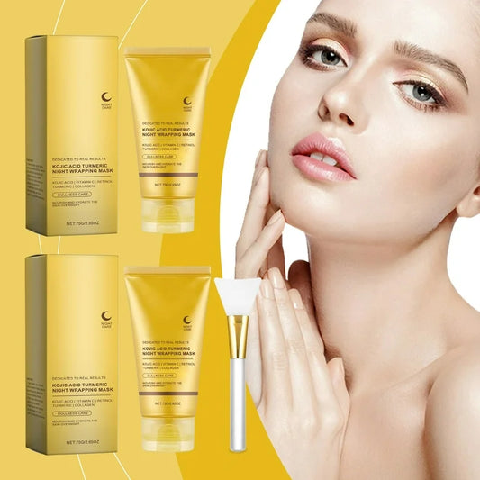 Medicube Kojic Acid Turmeric Night Mask in a jar with a smooth cream texture, designed for skin brightening and hydration.