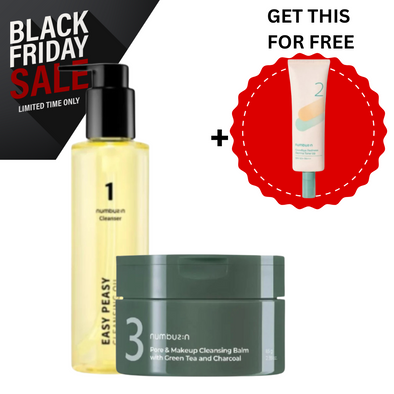 NUMBUZIN BLACK FRIDAY SALE No.3 Pore & Makeup Cleansing Balm with Green Tea and Charcoal & No.1 Easy Peasy Cleansing Oil