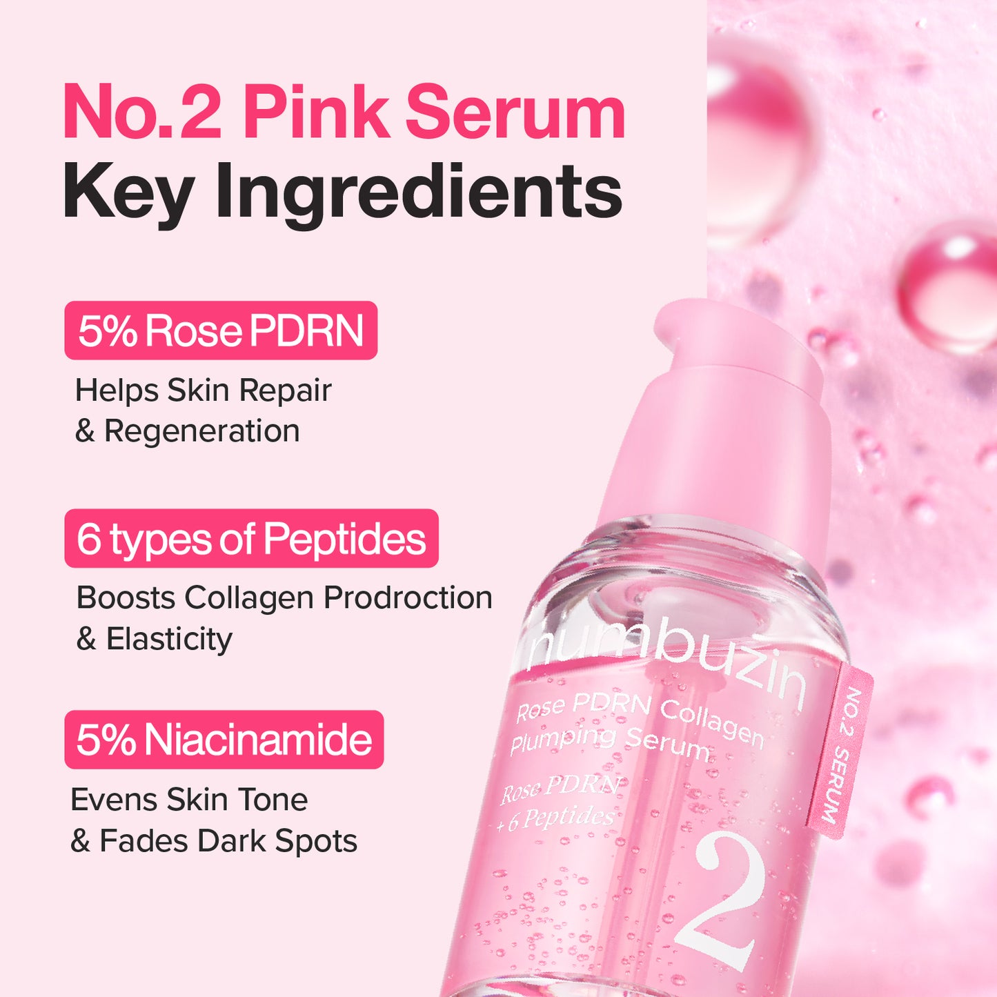 Numbuzin No.2 Rose PDRN Collagen Plumping Serum 30ml