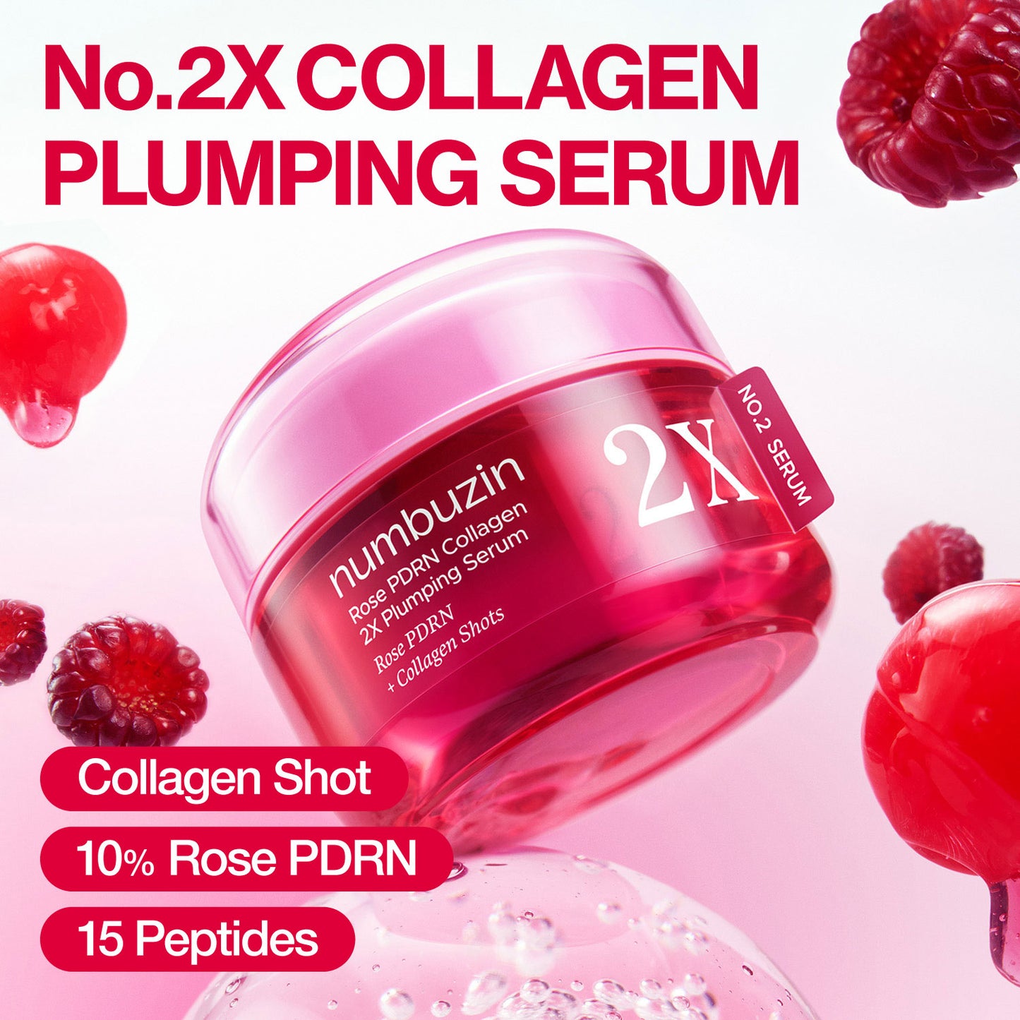 Numbuzin No.2 Rose PDRN Collagen 2X Plumping Serum + Collagen Shot 30ml
