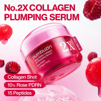 Numbuzin No.2 Rose PDRN Collagen 2X Plumping Serum + Collagen Shot 30ml