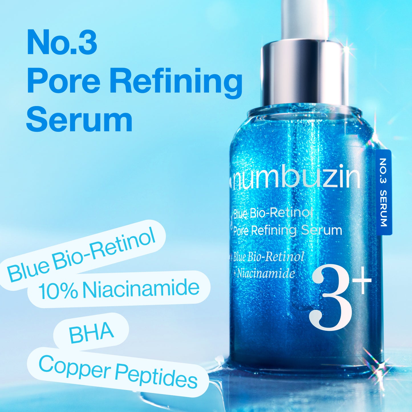Numbuzin No.3 Blue Bio-Retinol Pore Refining Serum 30ml glam secret