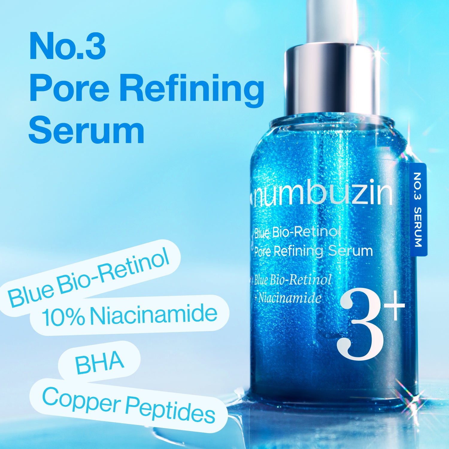 Numbuzin No.3 Blue Bio-Retinol Pore Refining Serum 30ml glam secret