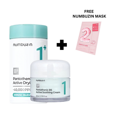 NUMBUZIN No.1 Pantothenic Active Soothing Cream  & No.1 Pantothenic B5 Active Drying Powder + FREE MASK