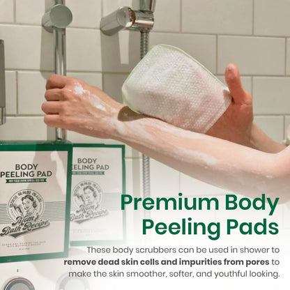 Mom's Bath Recipe Body Peeling Pad Original, All in One Bubble Body Wash & Scrub Gloves with Honey & Yogurt, Exfoliating Mitts for Dead Skin Cells, Skin Retexturizing Pads - 8 Sheets