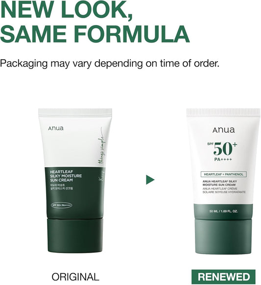 Anua heartleaf silky moisture sun cream spf50+ PA++++ 50ml - Glam Secret