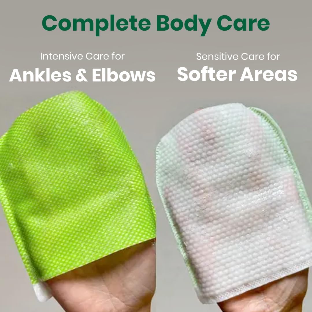 Mom's Bath Recipe Body Peeling Pad Original, All in One Bubble Body Wash & Scrub Gloves with Honey & Yogurt, Exfoliating Mitts for Dead Skin Cells, Skin Retexturizing Pads - 8 Sheets