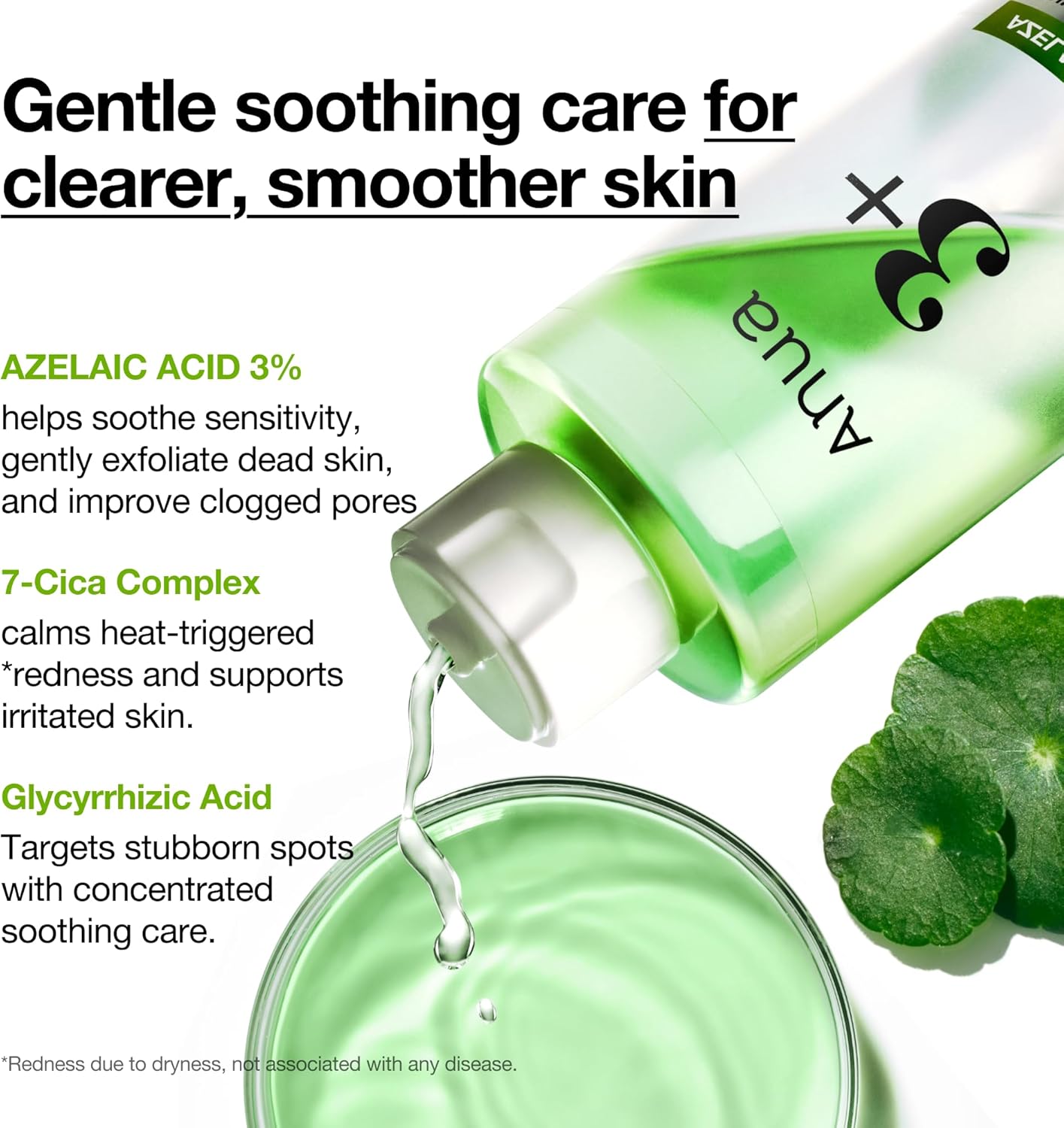 ANUA Azelaic Acid 3 + CICA toner bottle for clearer-looking skin