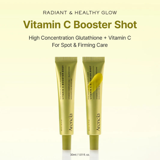 Arencia Vitamin C Booster Shot bottle with dropper, designed to brighten skin and reduce dark spots.