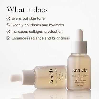 Arencia Korean rice glow serum for dewy skin