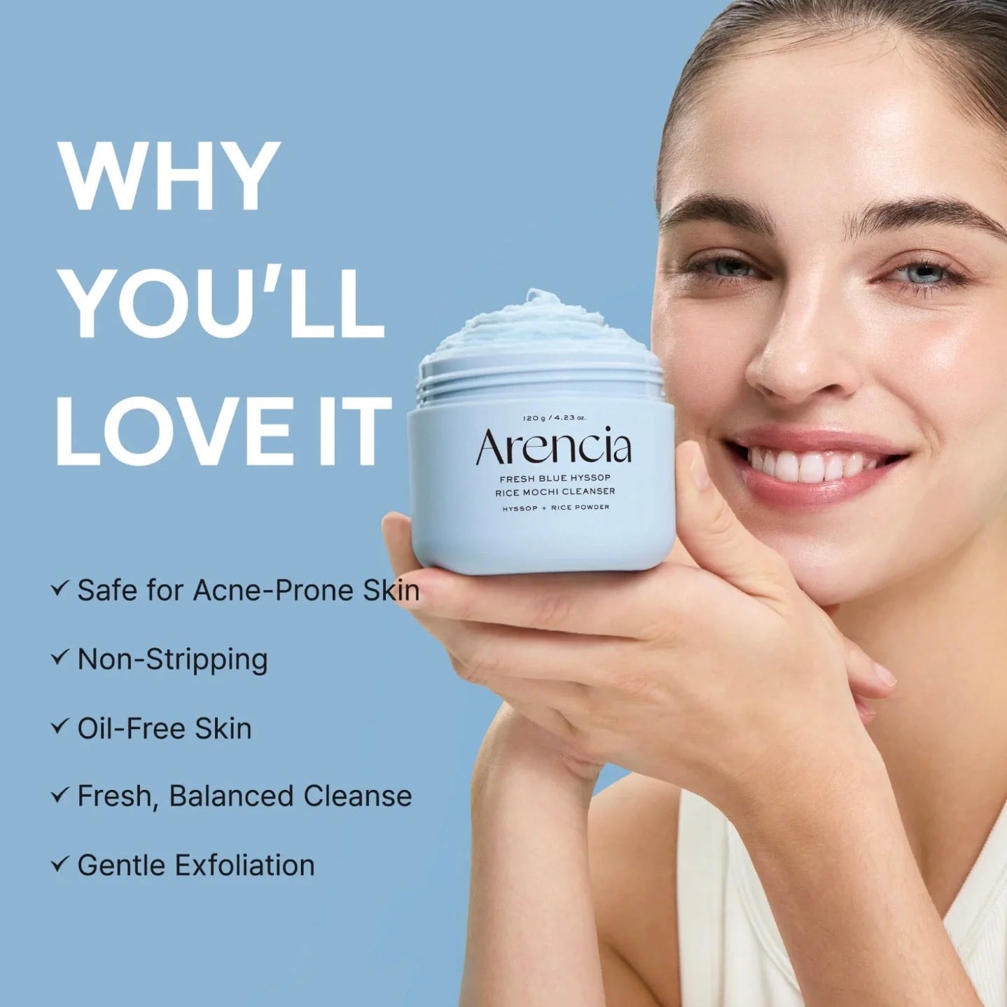 Arencia Rice Mochi Cleanser for pore care routine