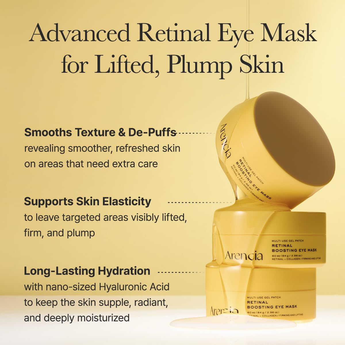 Arencia eye patches with peptides and hyaluronic acid