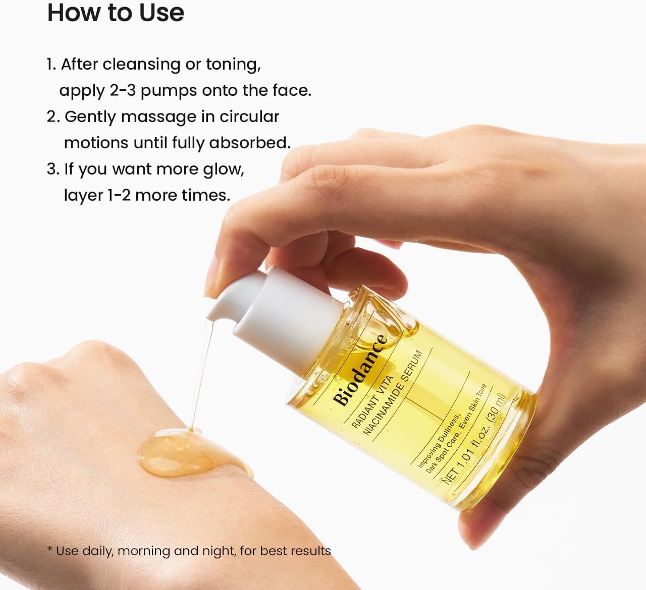 BIODANCE Radiant Vita Niacinamide Serum texture and bottle