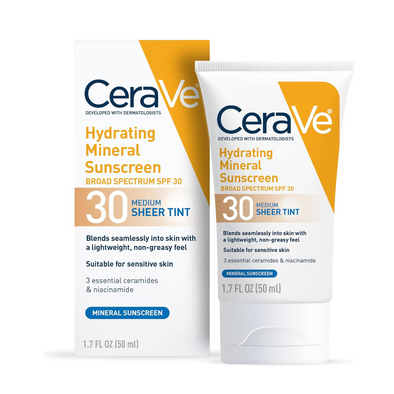 كريم الوقاية من الشمس المعدني المرطب من CERAVE بعامل حماية من أشعة الشمس SPF30 واسع الطيف