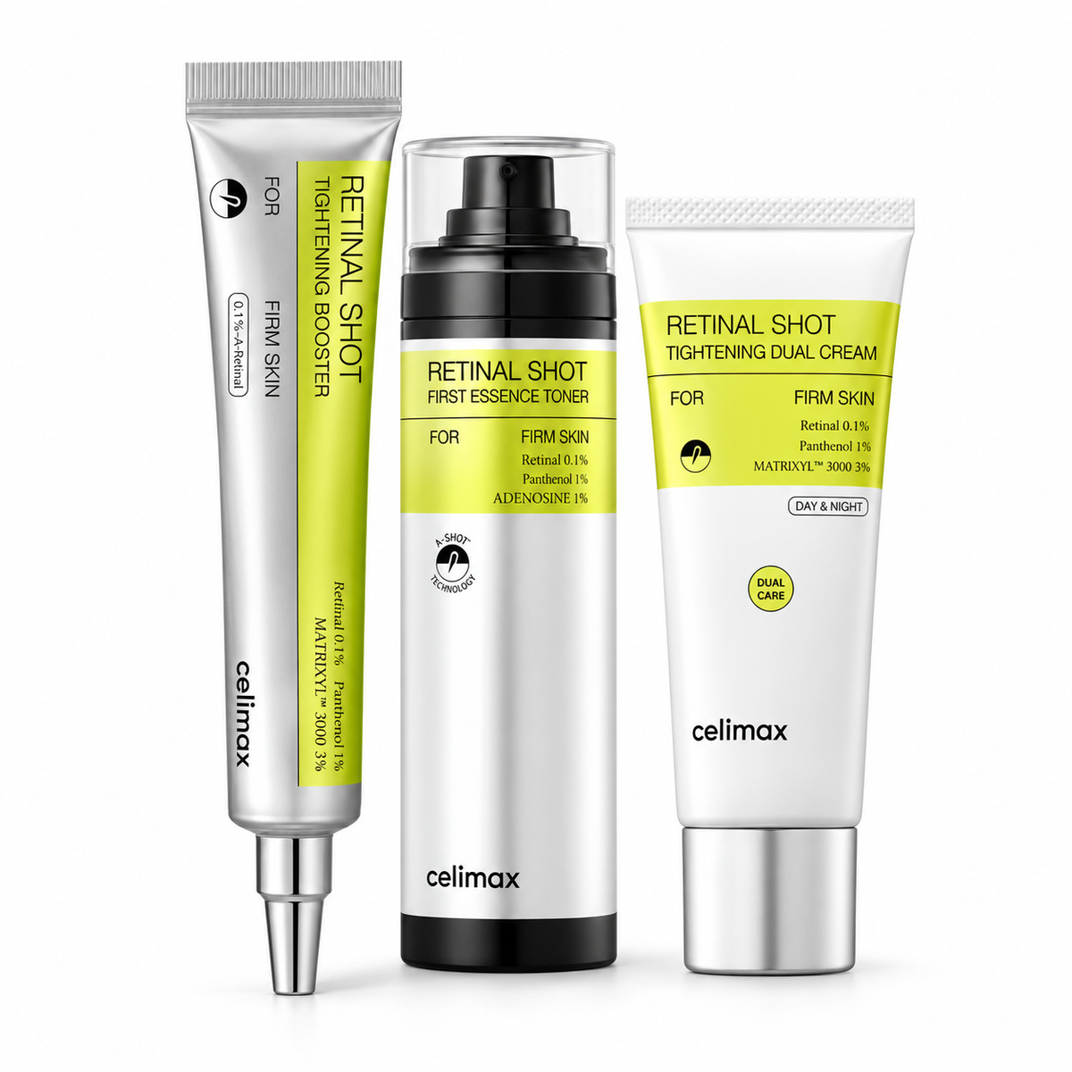 Celimax Retinal Shot Anti-Aging 3-Piece Set with Tightening Booster, First Essence Toner and Dual Cream – Korean skincare bundle Glam Secret UAE
