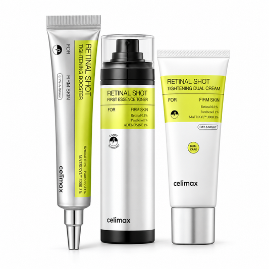 Celimax Retinal Shot Anti-Aging 3-Piece Set with Tightening Booster, First Essence Toner and Dual Cream – Korean skincare bundle Glam Secret UAE