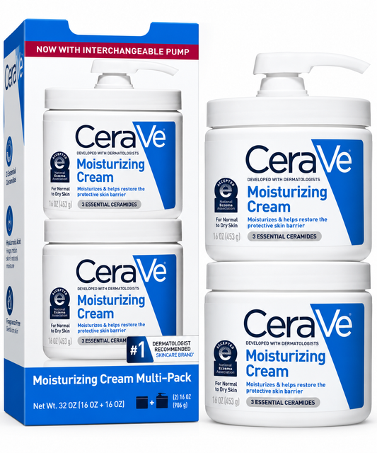 CeraVe Moisturizing Cream Duo, two 453g face and body cream tubs with pumps