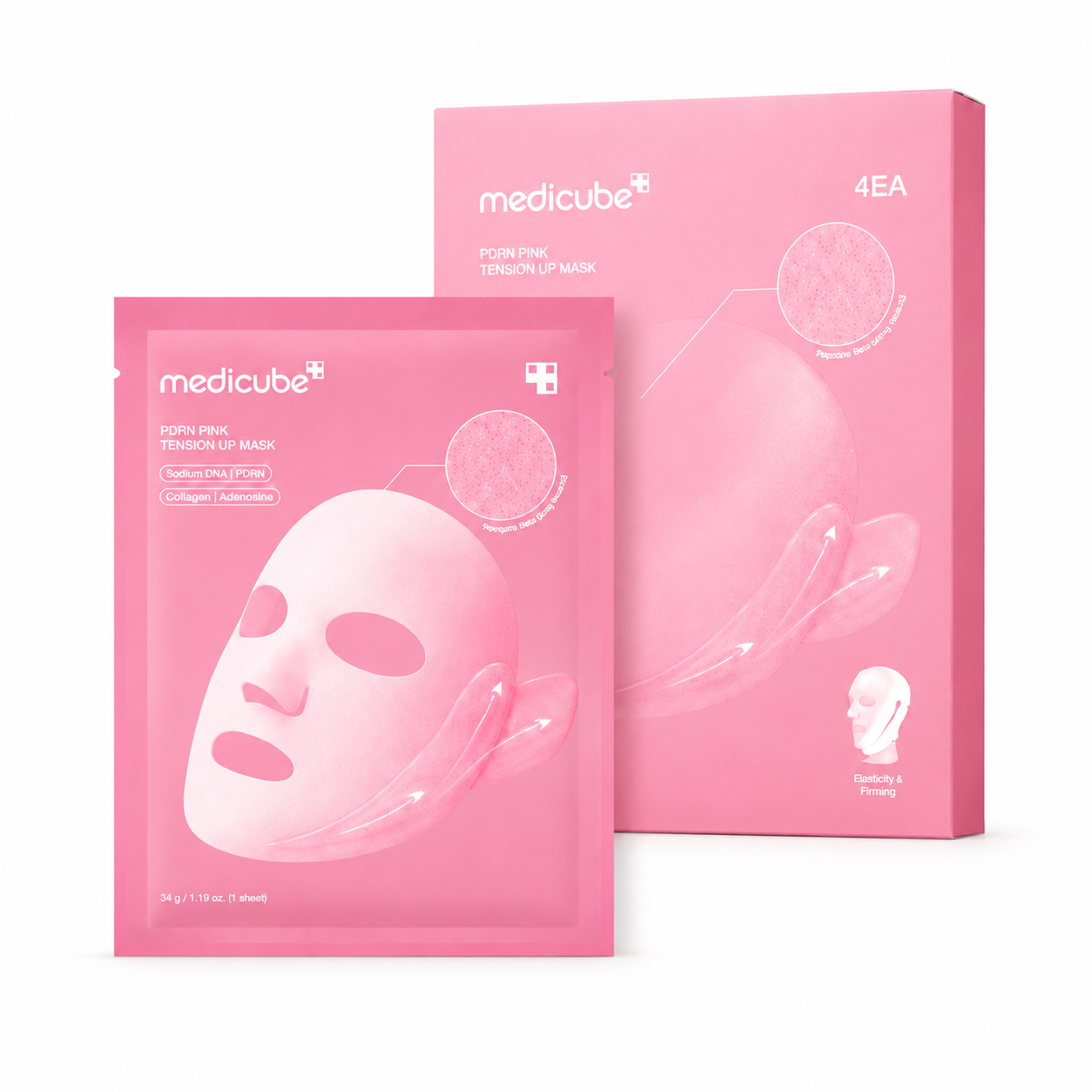 Medicube PDRN Pink Tension Up Mask 34g Korean jawline firming face mask at Glam Secret UAE