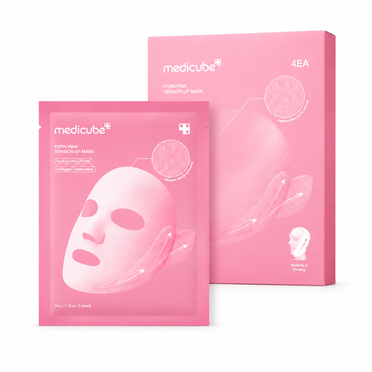 Medicube PDRN Pink Tension Up Mask 34g Korean jawline firming face mask at Glam Secret UAE