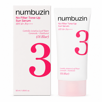 Numbuzin No.3 No Filter Tone-Up Sun Serum SPF50+ PA++++ 01 Blur 50ml at Glam Secret UAE