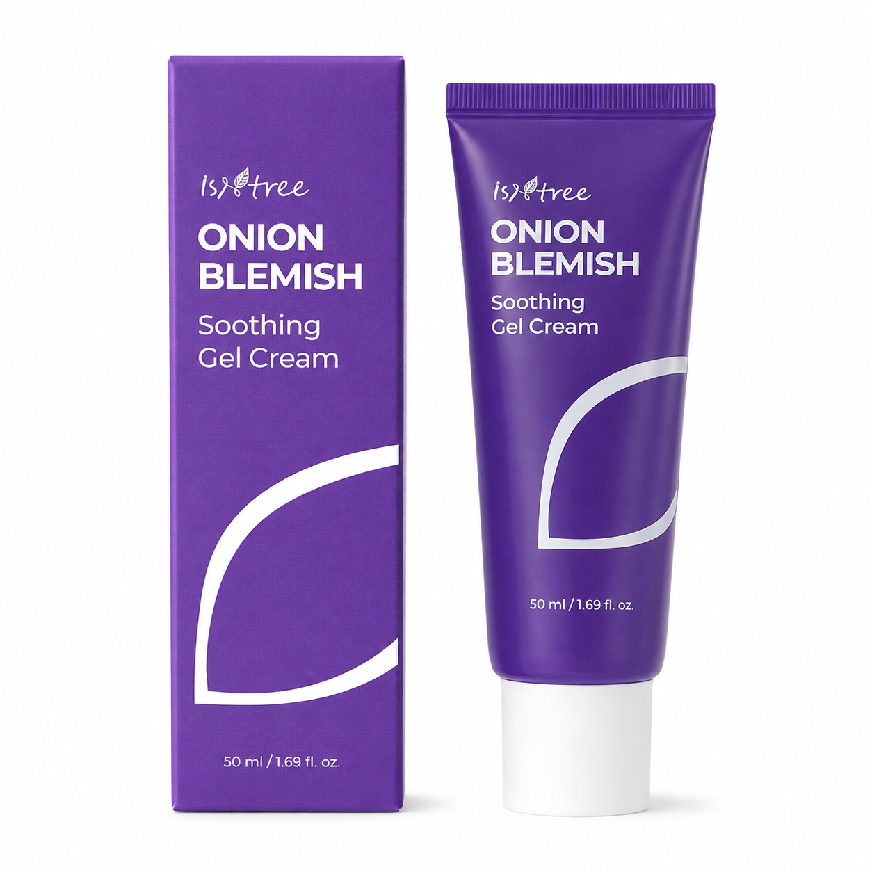 Isntree Onion Blemish Soothing Gel Cream 50ml with purple box on white background Glam Secret