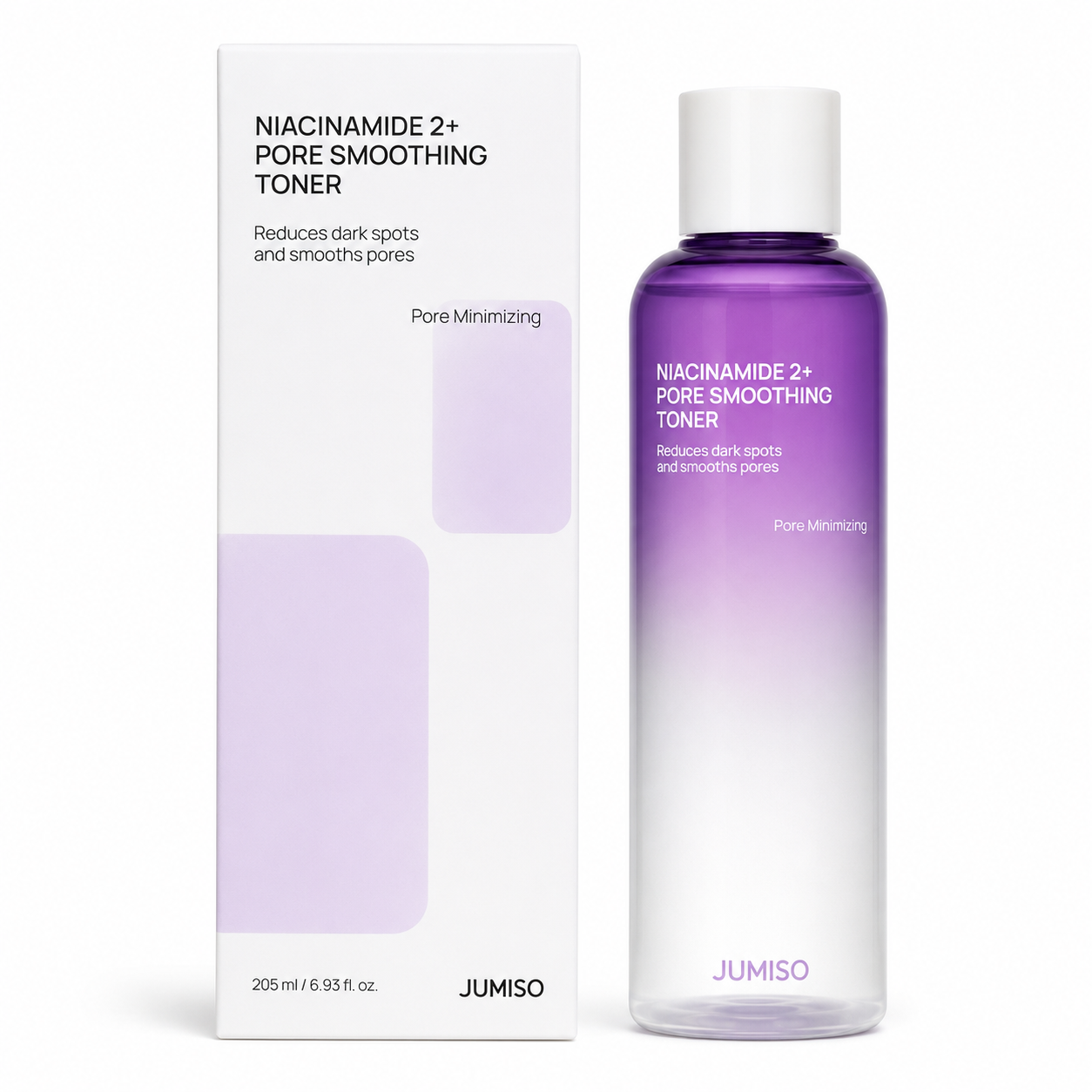 Jumiso Niacinamide 2+ Pore Smoothing Toner 205ml with box on white background