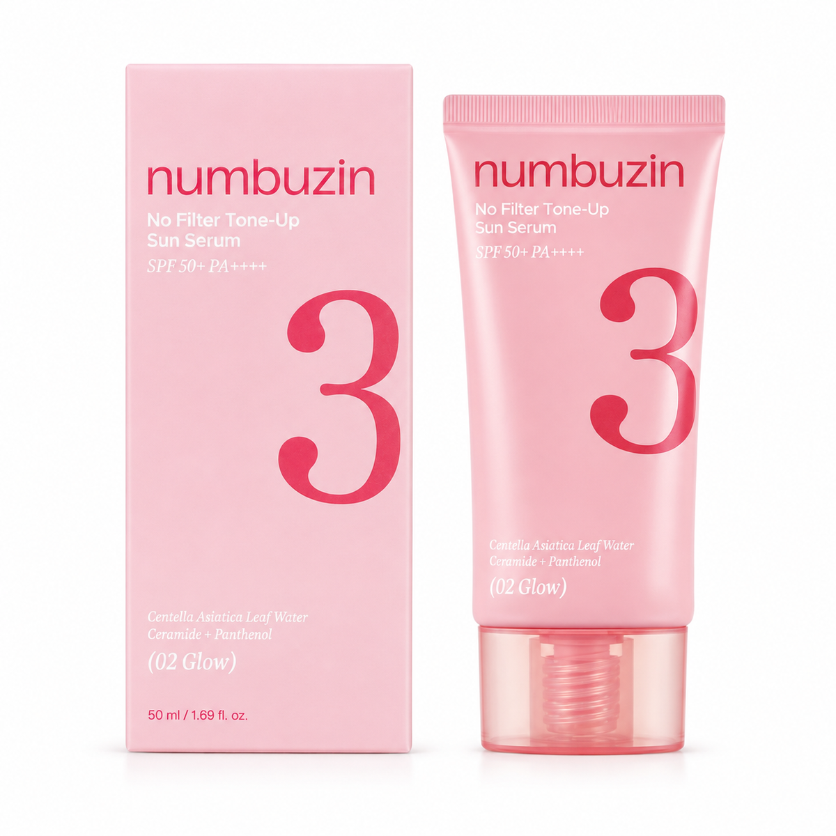 Numbuzin No.3 No Filter Tone-Up Sun Serum 02 Glow SPF50+ PA++++ 50ml